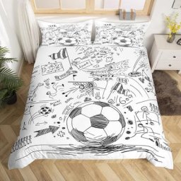 Ensemble de housse de couette en polyester à motif de football pour enfants et adolescents ensemble