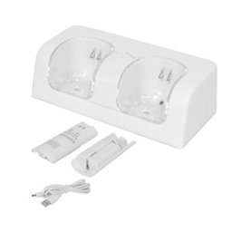 Station de recharge aste pour touristes adaptée à la manette Wii 24.com 2800mAh blanc 2 en 1