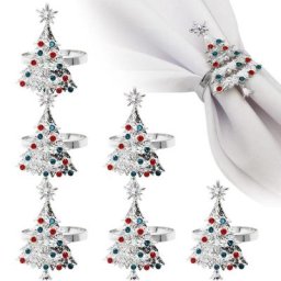 Ronds de Serviette en Métal Style Sapin de Noël Porte-Serviette Élégant pour Vacances d'Hiver