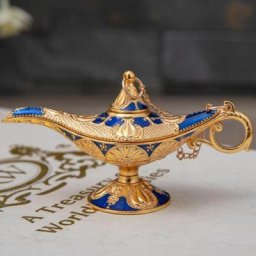 Décoration de lampe Aladdin rétro pot à huile de thé de souhait artisanat de conte de nickel