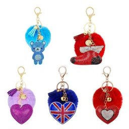 Porte-clés avec pompon en tissu non tissé 8cm pendentif petit cadeau créatif ours d'amour