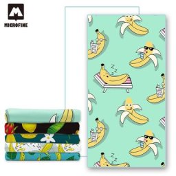 Serviette de bain en microfibre serviette de plage en fruits banane bleue grand tapis absorbant
