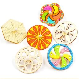 Jouets gyroscopiques en bois blanc pour enfants bricolage dessin fait à la main graffiti