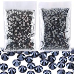 Strass à dos plat en verre noir brillant Super paillettes correcteurs/Non correcteurs