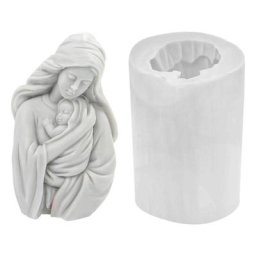 Moule en silicone de bougie de sculpture de Sainte Vierge Marie avec le bébé Jésus décor fait main