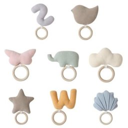 TeWindsor-Anneau de dentition en bois pour bébé hochet à main jouet de couchage pour nouveau-né