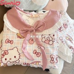 Ensemble de pyjama à manches longues Sanurgente Hello Kitty pour filles vêtements chauds pour la