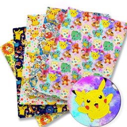 Feuilles d'impression de dessin animé Pokemon en cuir synthétique tissu pour boucle d'oreille