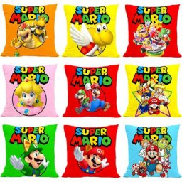 Taie d'Oreiller Super Mario Bros Décoration de Maison Dessin Animé Jeu Figure Juste Impression