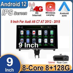 Lecteur de voiture Carplay sans fil Android 12 radio stéréo vidéo navigation GPS écran IPS