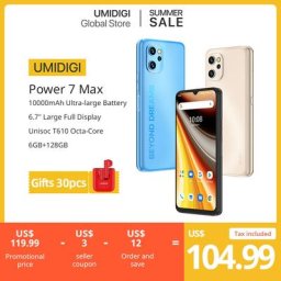 Uacity-Smartphone IGI Power 7 Max Android 11 10000mAh Unisoc T610 6 Go 128 Go écran 6.7