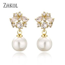 ZAKadvocate-Boucles d'oreilles rondes en perles pour femmes et filles AAA cubique contre-indiqué