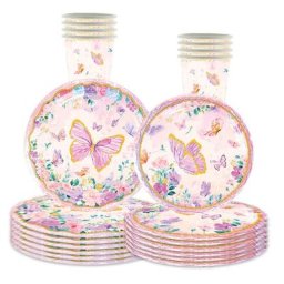 Assiettes papillon papillon rose pour filles assiettes à fleurs de poulet britanniques fournitures