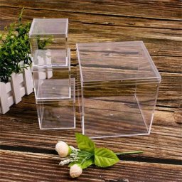 Boîte de Rangement Transparente Polyvalente en Acrylique Cube Carré Clair Vitrine en Plexiglas