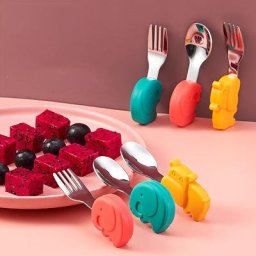 Couverts d'alimentation en forme d'éléphant de dessin animé pour bébé cuillère d'apprentissage à
