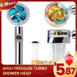 Nouveau Turbo hélice pomme de douche économie d'eau débit de préassurance élevé 360 degrés avec