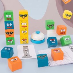 Jouet Expressions en bois pour enfants blocs éducatifs Cubes d'expression au design Unique pour la