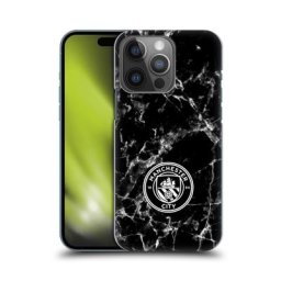 Coque de téléphone rigide en marbre Manchester City - Noir/Blanc - iPhone