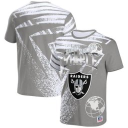 T-shirt NFL x Staple Raiders de Las Vegas gris imprimé sur l'ensemble pour homme