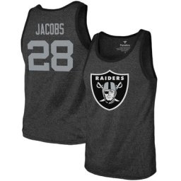 Débardeur à trois mélanges avec nom et numéro des Raiders de Las Vegas Fanatics Branded Josh Jacobs noir pour homme