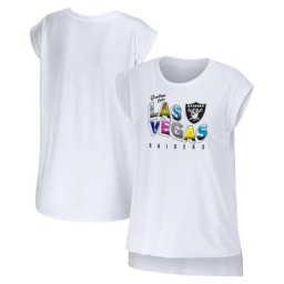 Women's WEAR by Erin Andrews - T-shirt blanc Las Vegas Raiders Greetings From Muscle