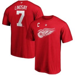 T-shirt avec nom et numéro du joueur à la retraite Fanatics Branded Ted Lindsay Red Detroit Red Wings pour homme
