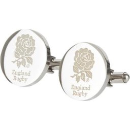 Boutons de manchette Angleterre Rugby Round - Paire - Acier inoxydable