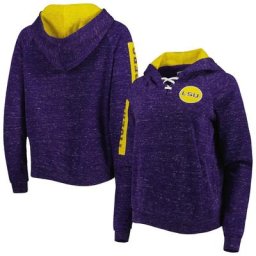 Sweat à capuche Colosseum Purple LSU Tigers The Devil Speckle Lace-Placket Raglan pour femme