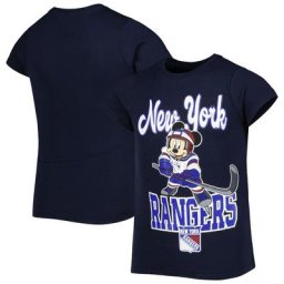 T-shirt Mickey Mouse Go Team Go des New York Rangers bleu pour jeune fille