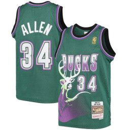 Jeunesse Mitchell & Ness Ray Allen Vert Milwaukee Bucks 1996-97 Hardwood Classics Swingman Maillot