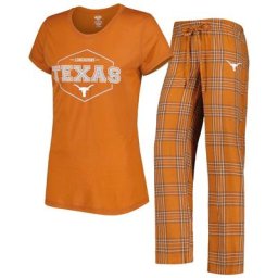 Concepts Sport Texas Orange/Blanc Texas Longhorns Badge T-shirt et pantalon en flanelle Ensemble de nuit
