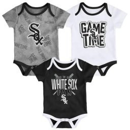 Ensemble trois pièces pour nouveau-né et bébé Chicago White Sox noir/blanc/gris chiné Game Time