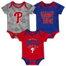 Ensemble trois pièces Game Time des Phillies de Philadelphie pour nouveau-nés et nourrissons rouge/royal/gris chiné