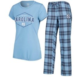 Concepts Sport Carolina Blue/Marine North Carolina Tar Heels Badge T-shirt et pantalon en flanelle Ensemble de nuit