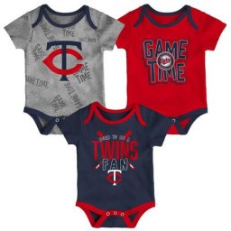 Ensemble de body trois pièces Game Time pour nouveau-nés et nourrissons Minnesota Twins bleu marine/rouge/gris chiné