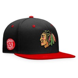 Casquette snapback bicolore iconique avec logo principal Chicago Blackhawks Fanatics Branded noir/rouge pour homme