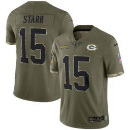 Maillot Nike Bart Starr Olive Green Bay Packers 2022 Salute To Service Retired Player Limited pour homme
