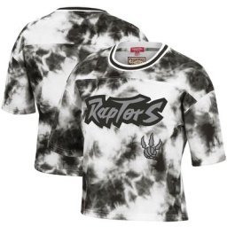T-shirt court teint par nœuds Toronto Raptors Hardwood Classics Mitchell & Ness pour femme, noir/blanc - Homme Taille: 2XL