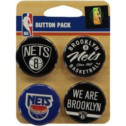 Badge Bouton Brooklyn Nets - Lot de 4 - unisexe Taille: One Size Only