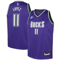 Milwaukee Bucks Nike Classic Edition Swingman Jersey - Violet - Brook Lopez - Junior - unisexe Taille: S (8)