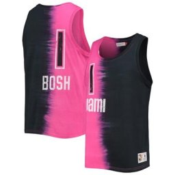 Débardeur pour homme Mitchell & Ness Chris Bosh rose/noir Miami Heat Hardwood Classics Tie-Dye avec nom et numéro - Homme Taille: XL
