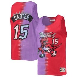 Débardeur pour homme Mitchell & Ness Vince Carter violet/rouge Toronto Raptors Hardwood Classics Tie-Dye avec nom et numéro - Homme Taille: L