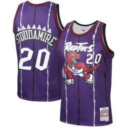 Maillot de joueur Mitchell & Ness Damon Stoudamire Violet Raptors de Toronto 1995-96 Hardwood Classics Swingman pour homme - Homme Taille: M