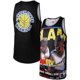 Débardeur pour homme Mitchell & Ness Tim Hardaway/Latrell Sprewell Noir Golden State Warriors Slam Player - Homme Taille: XL