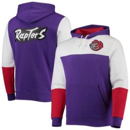 Chandail à capuchon Fusion 2.0 à blocs de couleurs pour hommes Mitchell & Ness pourpre Toronto Raptors Hardwood Classics - Homme Taille: S
