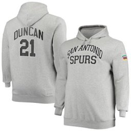 Hommes Mitchell & Ness Tim Duncan Heathered Grey San Antonio Spurs Tailles Big & Tall Name & Number Pull à capuche - Homme Taille: XLT
