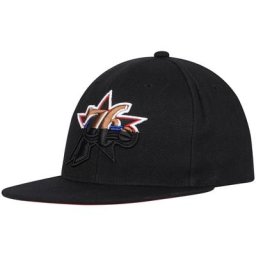 Casquette pour homme Mitchell & Ness Philadelphia 76ers Hardwood Classics Dip Down Snapback noire - Homme Taille: OSFA