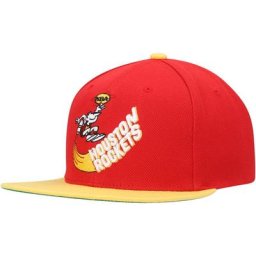 Mitchell & Ness pour homme Rouge/Or Houston Rockets Throwback 2-Tone Classic Snapback Hat - Homme Taille: OSFA