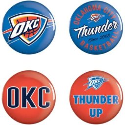 Lot de 4 badges Oklahoma City Thunder - unisexe Taille: One Size Only