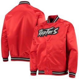 Veste raglan à boutons-pression en satin rouge Mitchell & Ness Toronto Raptors Hardwood Classics pour homme - Homme Taille: L